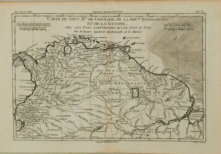 1783 Bonne Map of Northern South America -- Carte du: Title: 1783 Bonne Map of Northern South America -- Carte du Nouv. Rme. de Grenade, de la Noule. Andalousie et de la Guyane, avec les Pays, Limitrophes Qui en Sont au SudCartographer: R BonneYear /