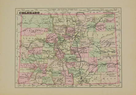 1892 Johnson Map of Colorado -- Colorado: Title: 1892 Johnson Map of Colorado -- ColoradoCartographer: A J JohnsonYear / Place: 1892, New YorkMap Dimension (in.): 6 X 8 in. This is a lovely map of Colorado. The counties are color-coded.