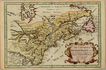 1683 Sanson Map Great Lakes to Newfoundland -- Le