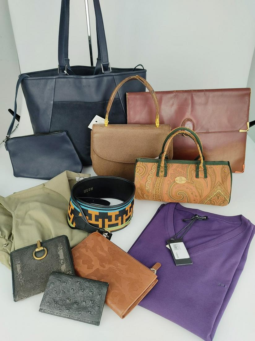 "GUCCI, CARTIER, ETRO" Lot of 10 pieces of luxury: Title: "GUCCI, CARTIER, ETRO" Lot of 10 pieces of luxury brands Materials: Leather, canvas, ostrich leather, cotton Size: Size S fit. Description: (LOTTO13LA). Lot of 10 pieces of luxury brands Consis