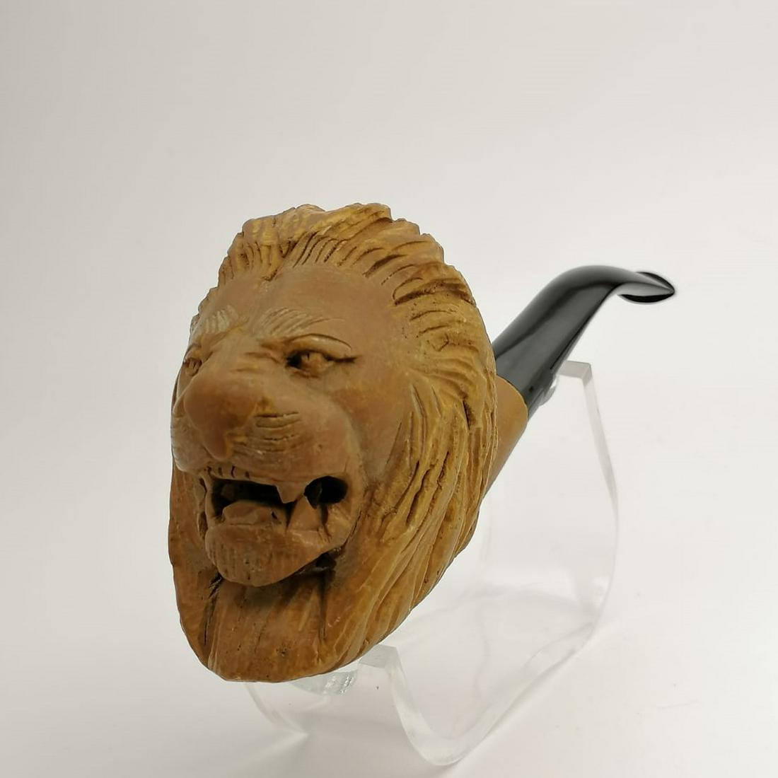 Lion Head Big Bowl,Hand carved Meerschaum Pipe. (1 of 10)