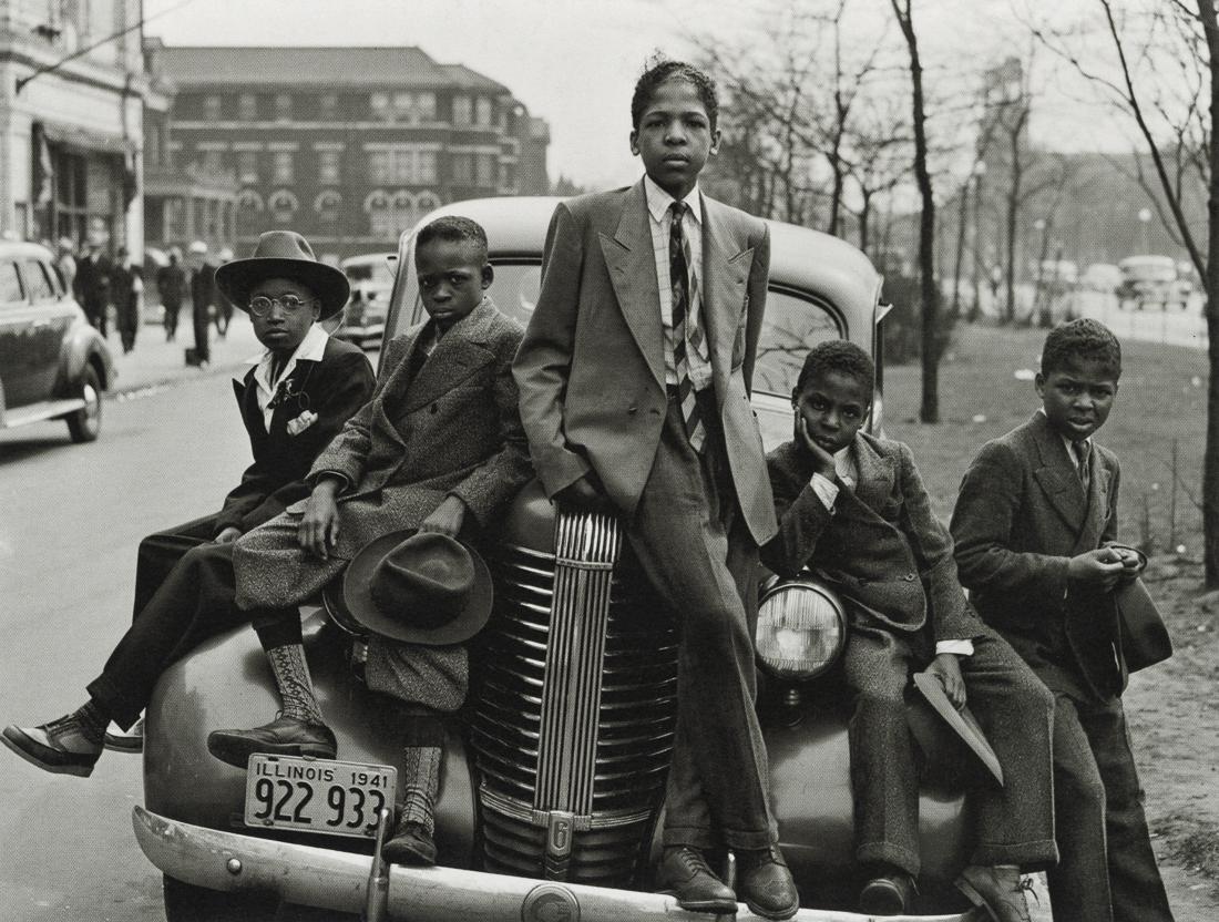RUSSELL LEE - Boys on Easter Morning, 1941: Artist: Russell Lee Title: Boys on Easter Morning, Bronzeville, Chicago, 1941 Medium: Photo Litho, 2009, Italy Dimensions:7.45x5.6" Description: Heat Wax Mounted on 8.5x11" Conservation Board Artist B