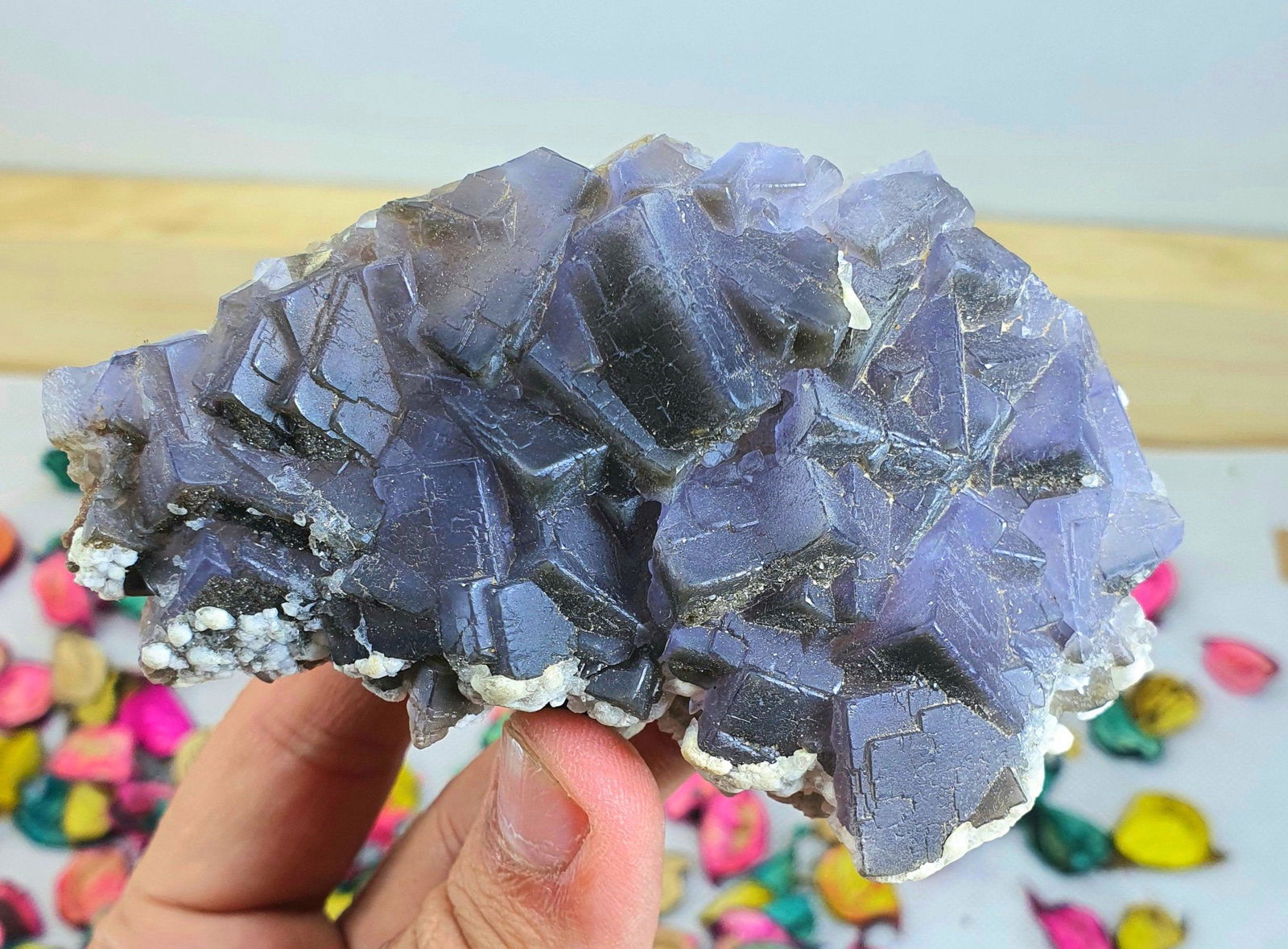 Fluorite Specimen , Cubes Fluorite Fine Bluish Phantom (1 of 3)