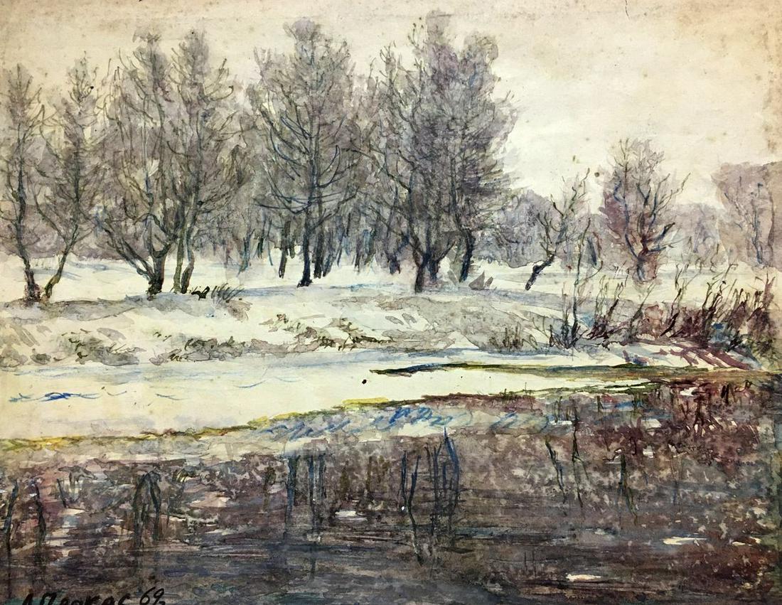 Pencil painting Winter landscape Alexander Georgievich (1 of 9)