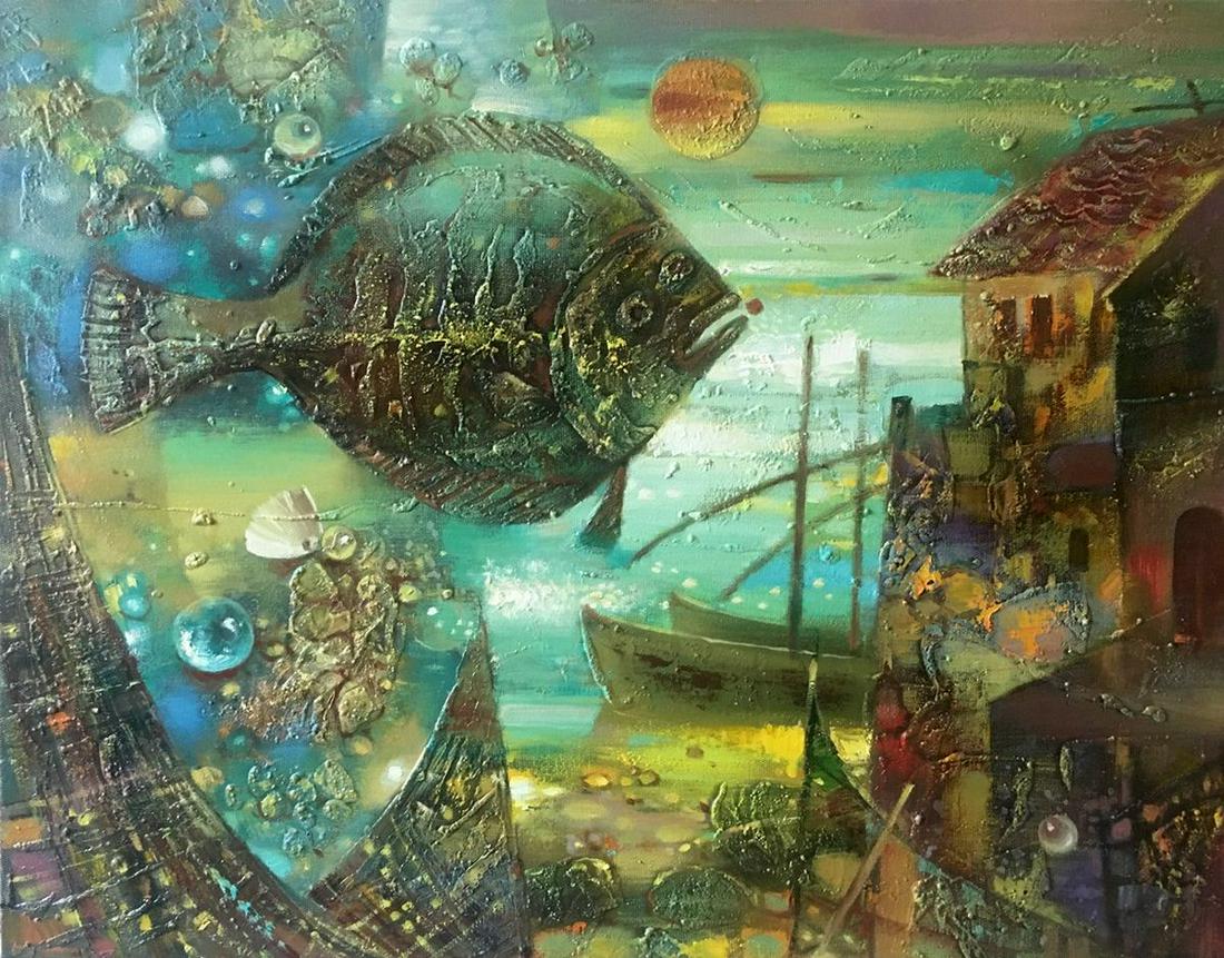 Abstract oil painting A fish Anatoly Borisovich (1 of 11)