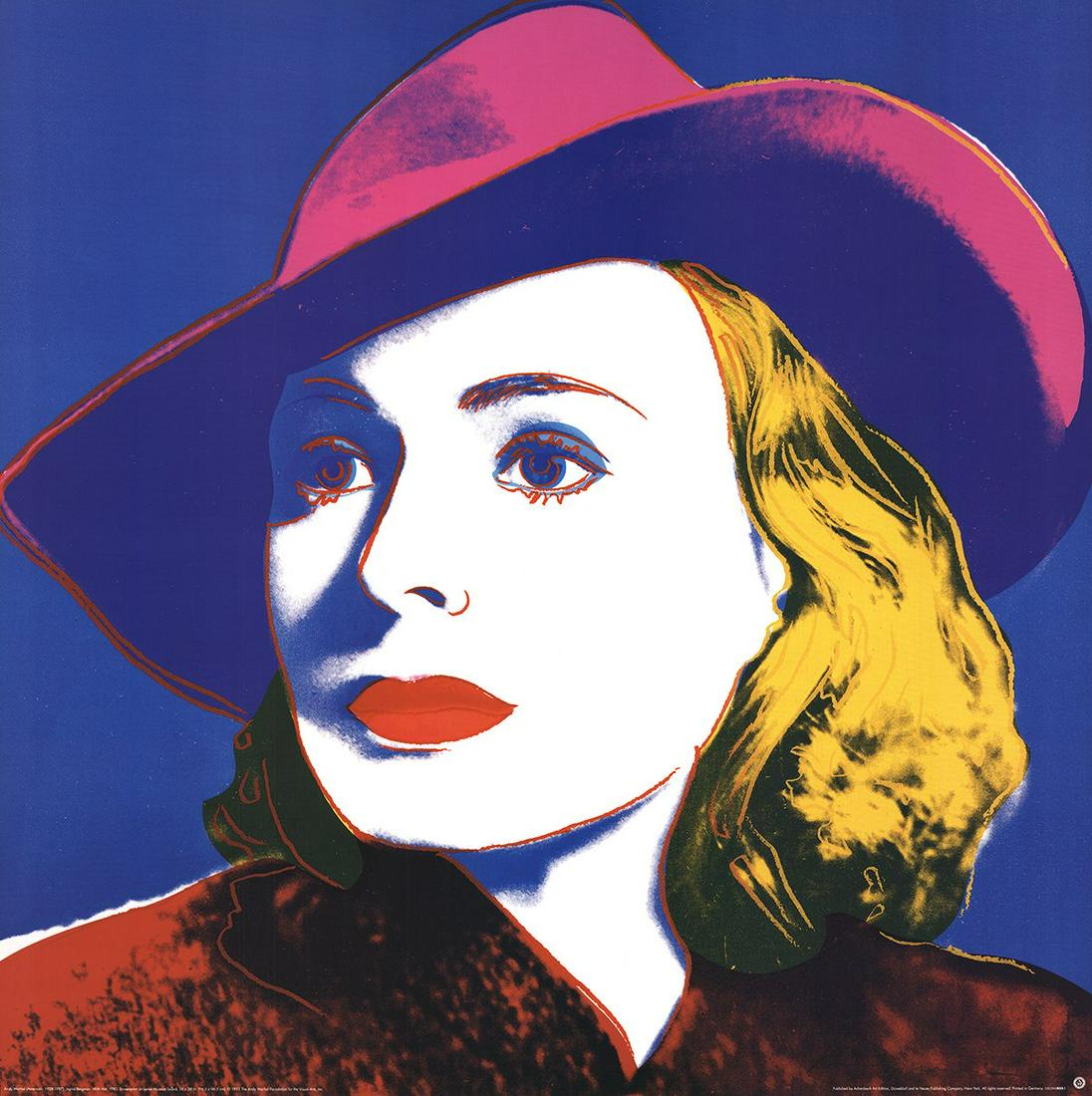 Andy Warhol - Ingrid with Hat (Lg) - 1990 Offset: Artist: Andy Warhol Title: Ingrid with Hat (Lg) Lot Title: Andy Warhol - Ingrid with Hat (Lg) - 1990 Offset Lithograph 38" x 38" Description: "Ingrid with Hat (Lg)" by Andy Warhol, 1990 Unsigned Offse