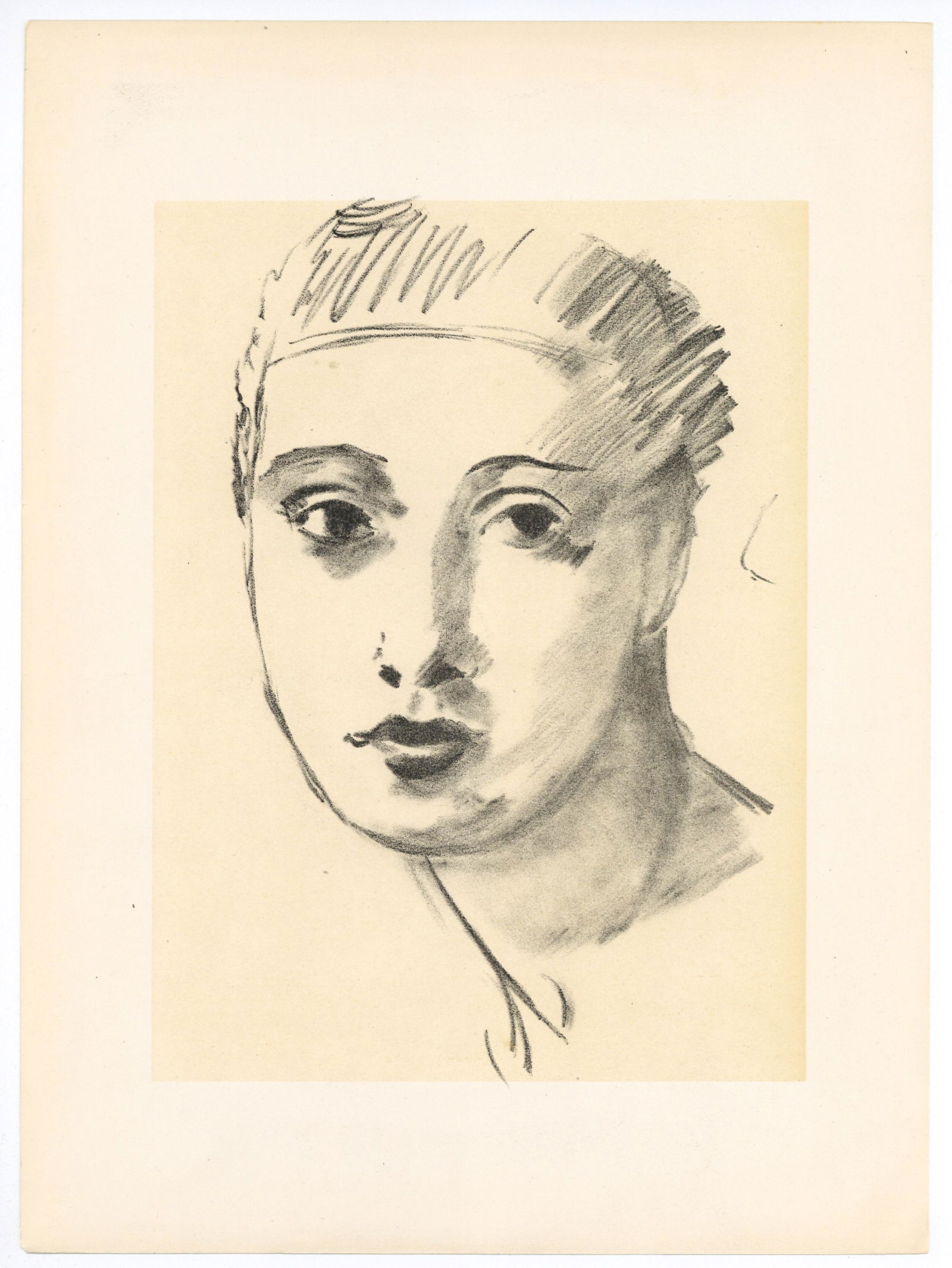 Andre Derain lithograph "Portrait": Medium: lithograph. Medium: lithograph. Printed in 1939 by Mourlot Freres and published by Teriade for Verve (Volume 1, Number 5-6). Size: 13 3/4 x 10 inches (353 x 255 mm). There is another lithograp