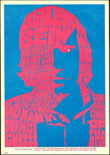 Rare 1968 Beilenson Be-In Poster: No Reserve! Artist: unknown Title: Rare 1968 Beilenson Be-In Poster Printing Date: 1968 Medium: Lithograph Size/Format: 14" x 20" Additional Info: California Hall was host to the Beilenson Be-In on Ma