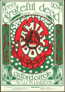 FD-33 Grateful Dead Third Print Poster: No Reserve! Artist: Alton Kelley / Stanley Mouse Title: FD-33 Grateful Dead Third Print Poster Printing Date: 1966 Medium: Lithograph Size/Format: 14?" x 20?" Publisher: Family Dog Series: Family Dog