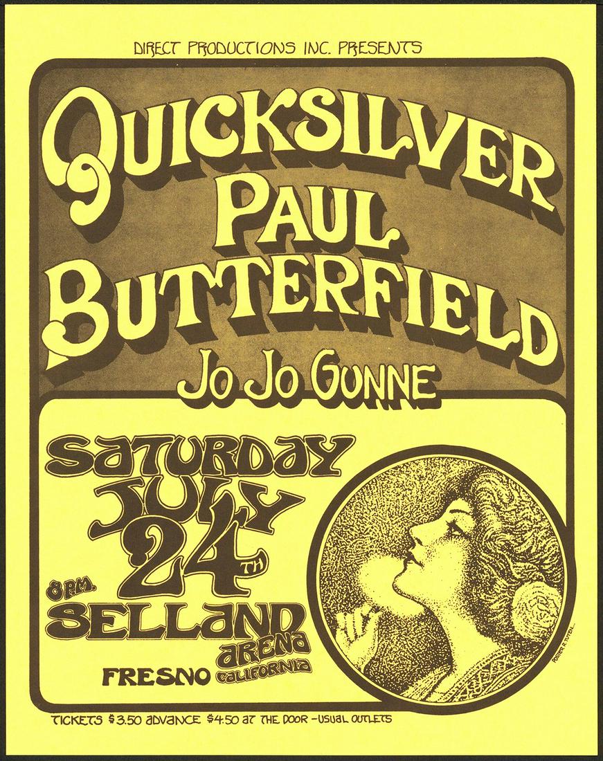 Quicksilver Messenger Service Poster: No Reserve! Artist: Randy Tuten Title: Quicksilver Messenger Service Poster Printing Date: 1971 Medium: Lithograph Size/Format: 11¾" x 14¼" Publisher: Direct Productions Additional Info: Offered in 