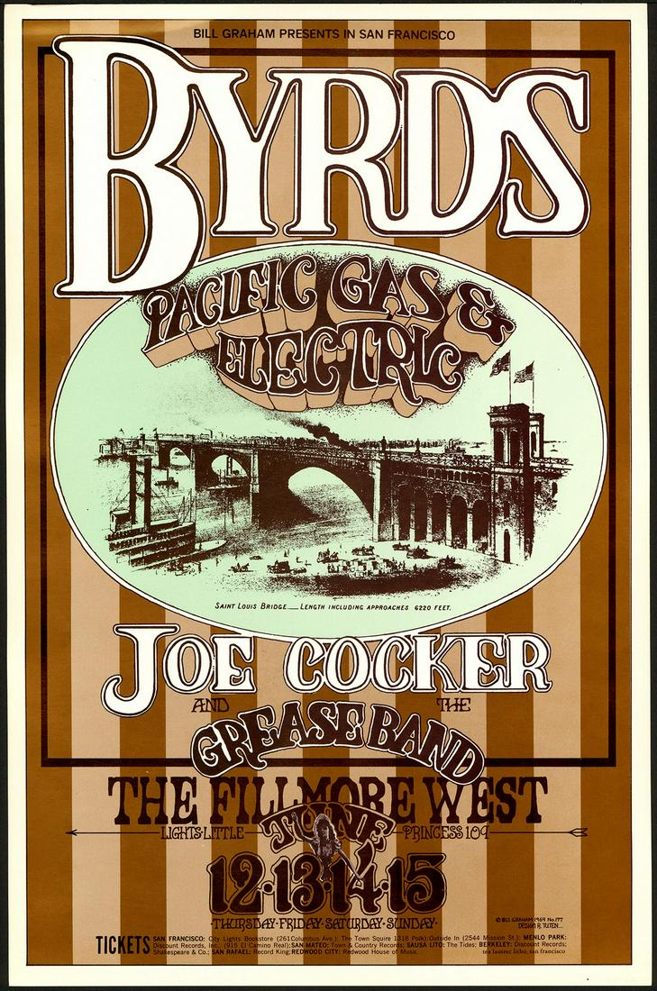 BG-177 Byrds Joe Cocker Fillmore Original Poster (1 of 1)