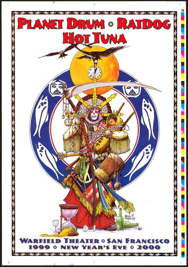 Planet Drum And Ratdog New Years Eve Poster: No Reserve! Artist: Timothy Truman Title: Planet Drum And Ratdog New Years Eve Poster Printing Date: 1999 Medium: Lithograph Size/Format: 14" x 20" Additional Info: Planet Drum (featuring Mickey Hart