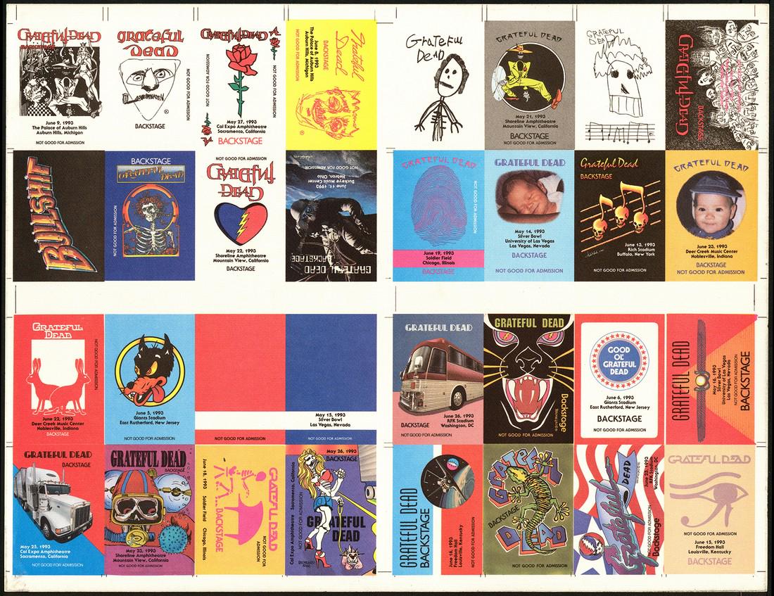 Scarce 1993 Grateful Dead Backstage Pass Sheet (1 of 1)