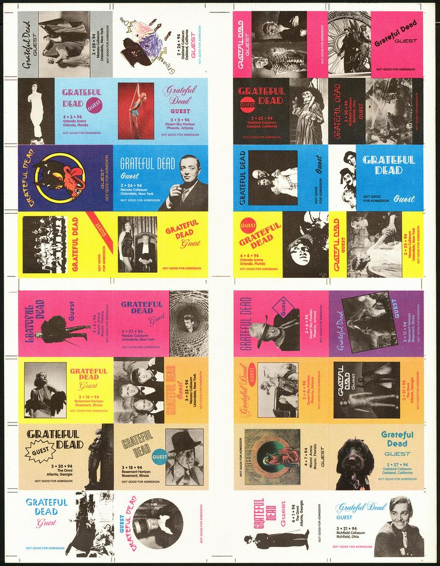 Uncut Sheet of 1994 Grateful Dead Backstage Passes (1 of 1)