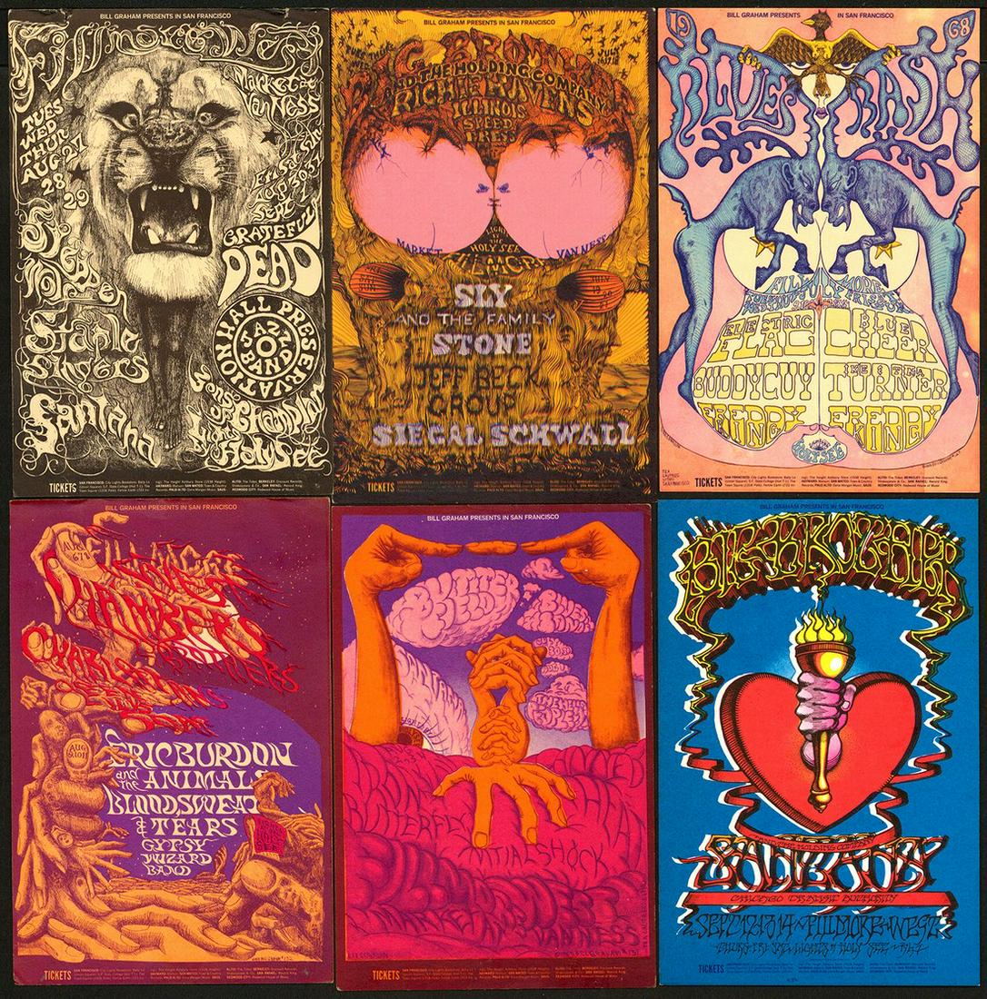 Lot of 6 Different Bill Graham Postcards (1 of 1)