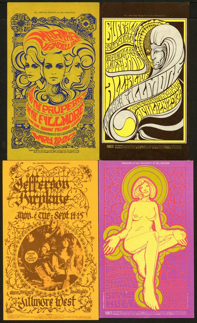 Lot of 4 Different Bill Graham Postcards (1 of 1)