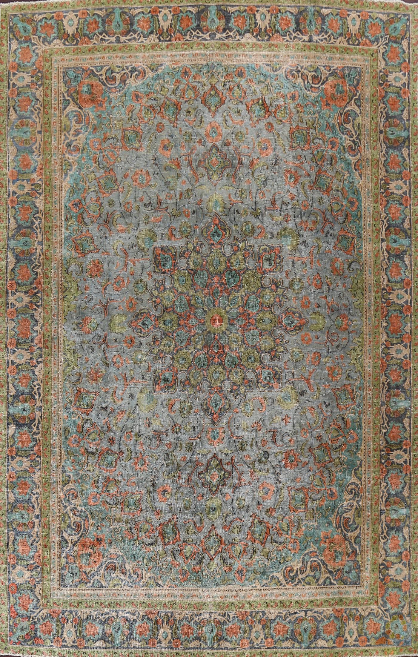 Antique Over-Dye Tabriz Persian Area Rug 9x12: Title: Antique Over-Dye Tabriz Persian Area Rug 9x12 Description: A Beautiful Genuine Iran ( Persia ) Tabriz rug is Hand Knotted by skillful weavers in Iran ( Persia ) with 100% Wool Material. This ru