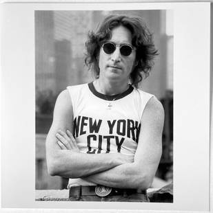 Bob Gruen: John Lennon, NYC 1974: Title: John Lennon, NYC 1974 Artist: Bob Gruen Medium: B/w photograph Dimension: 6" x 6" Additional Information: Signed In Pen Verso Reserve: $250.00 Shipping: Domestic: Flat-rate of $12.00 to anywher