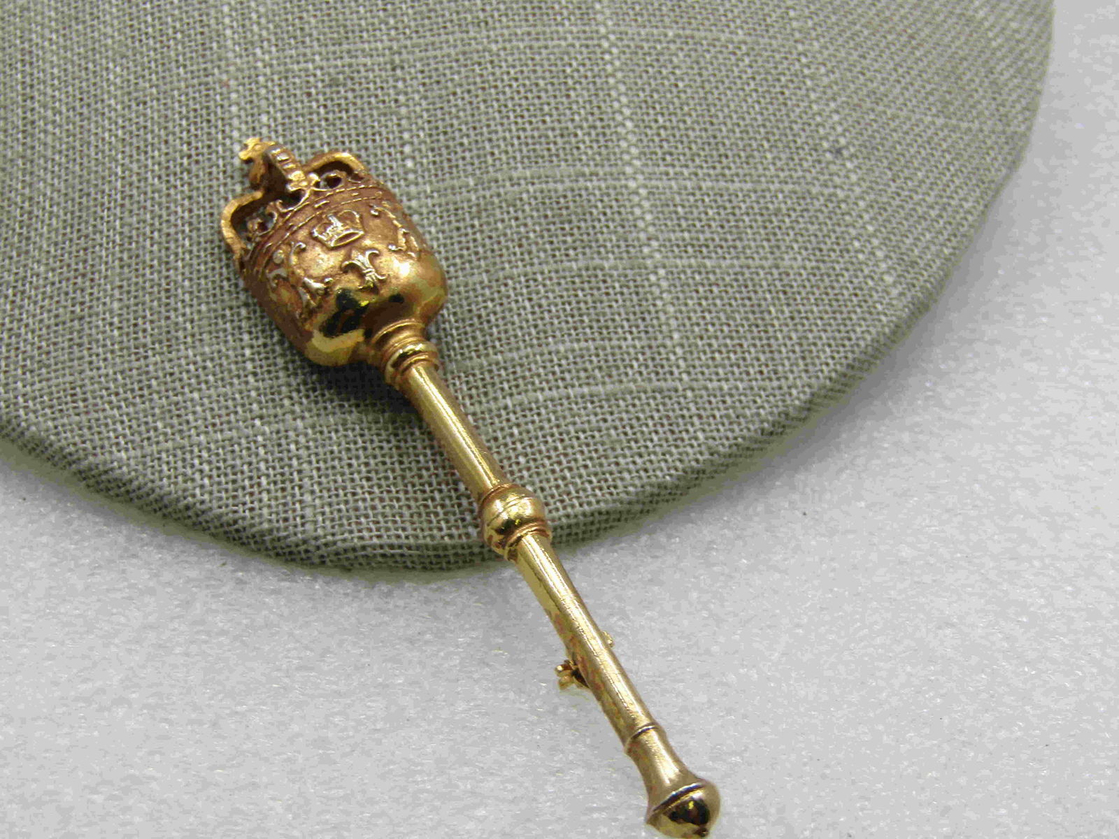 Vintage Replica Royal Crown Staff Scepter Torch Brooch, (1 of 8)