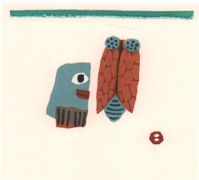 UMETARO AZECHI (1902 - 199) - MT MAN AND LOCUST: Title: UMETARO AZECHI (1902 - 199) - MT MAN AND LOCUST Medium: WOODBLOCK PRINT Print Size: THE PRINT MEASURES 4 1/2 X 5 INCHES Reserve: $50.00 Shipping: Domestic: Flat-rate of $10.00 to anywhere withi