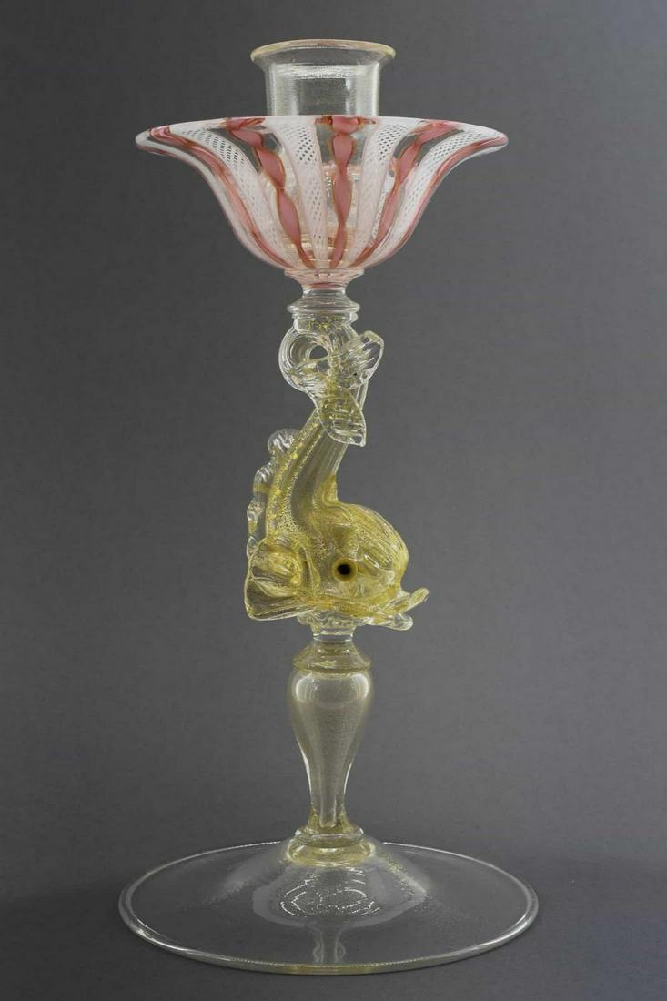 Marino Santi - Murano glass Candle holder with fine (1 of 6)