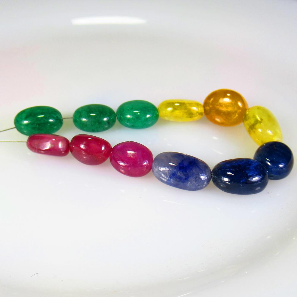 71.63 Ctw Natural 12 Emerald, Ruby, Sapphire Beads (1 of 2)