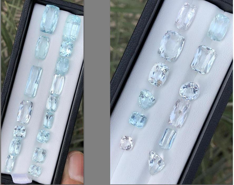 64 Carats Beautiful Aquamarine Gemstone Lot: Title: 64 Carats Beautiful Aquamarine Gemstone Lot Origin: Pakistan Gemstones: Aquamarine Carat Weights: 64 Carats Size/Dimensions: 16x6x4 mm to 5x4x3 mm, 28 Pieces Additional Information: Natural Res