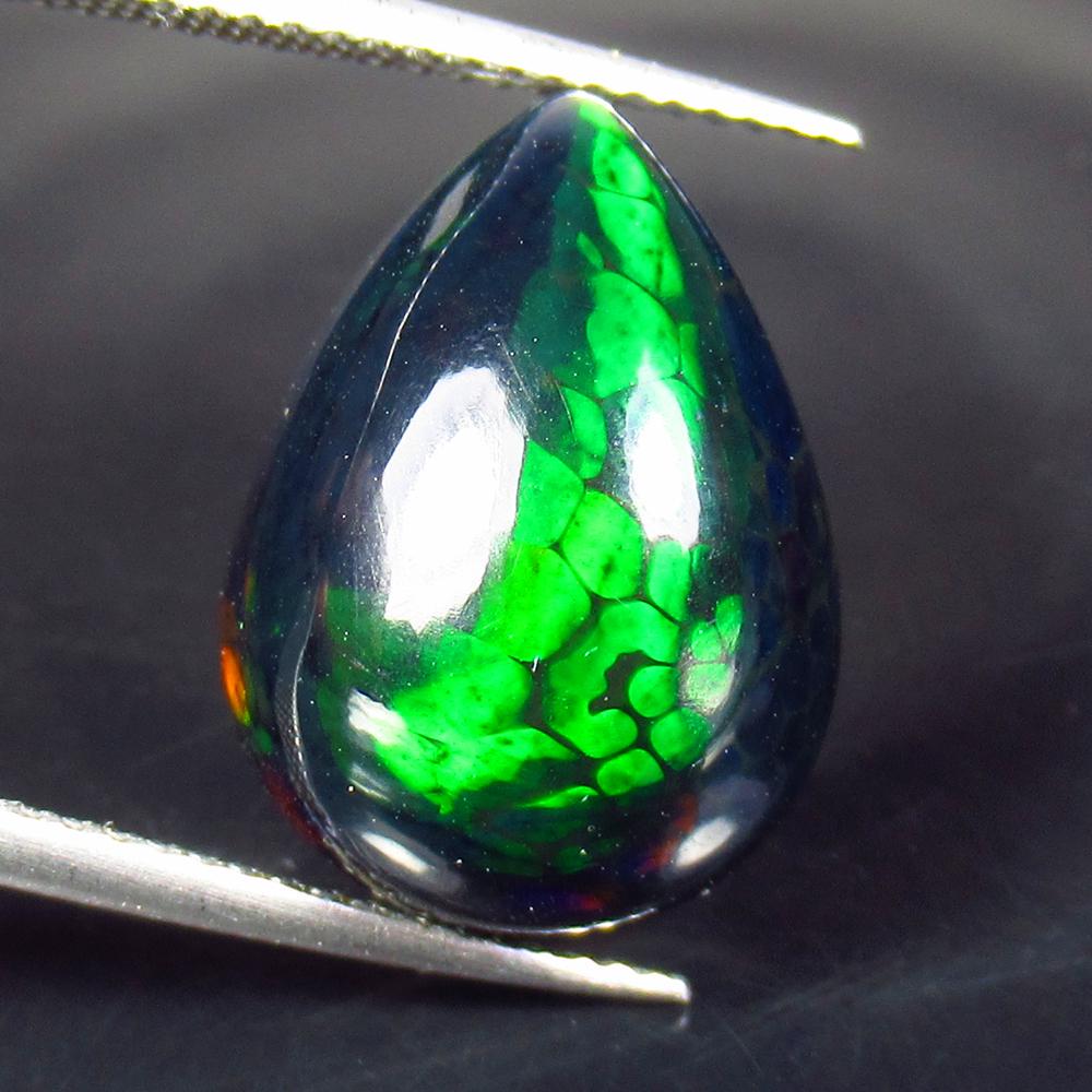 7.95 Ctw Natural Ethiopian Black Fire Opal Pear Cab (1 of 3)