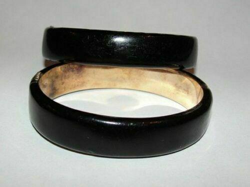 14 kt French Jet Black Mourning Bracelet Pair (1 of 5)