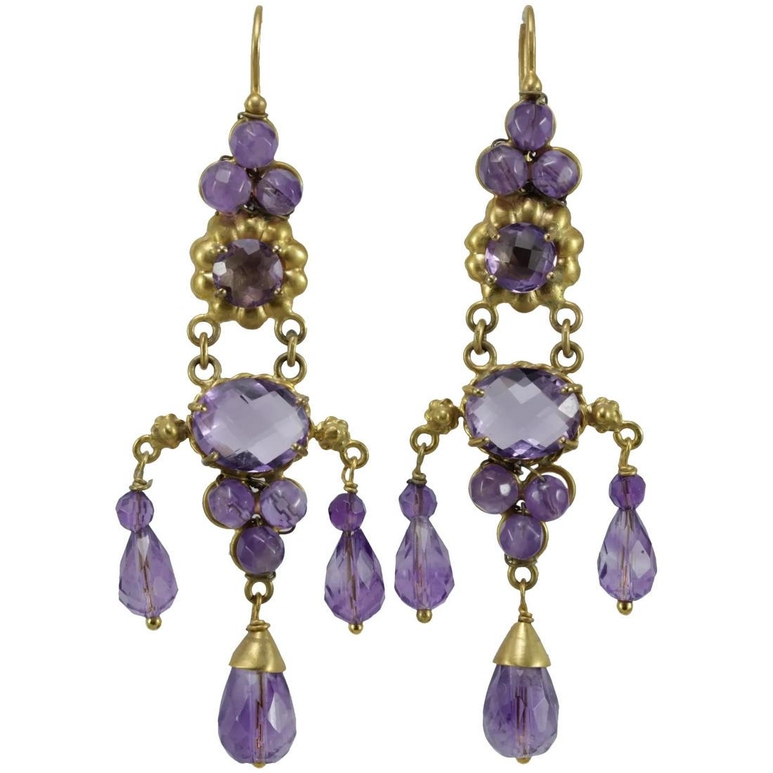 Victorian amethyst 14K gold dangle earrings (1 of 8)