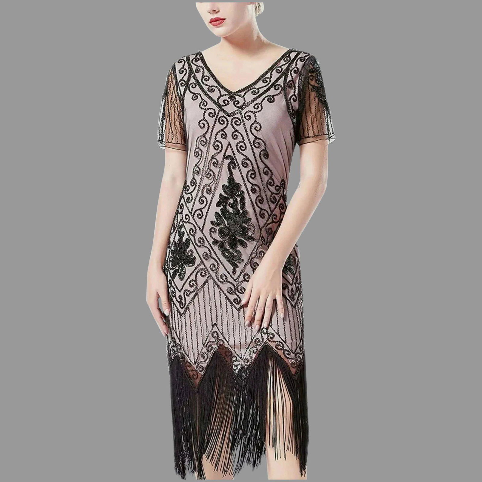 Vtg 1980 doing 1920's Art Deco Fringed Sequined Roaring (1 of 6)