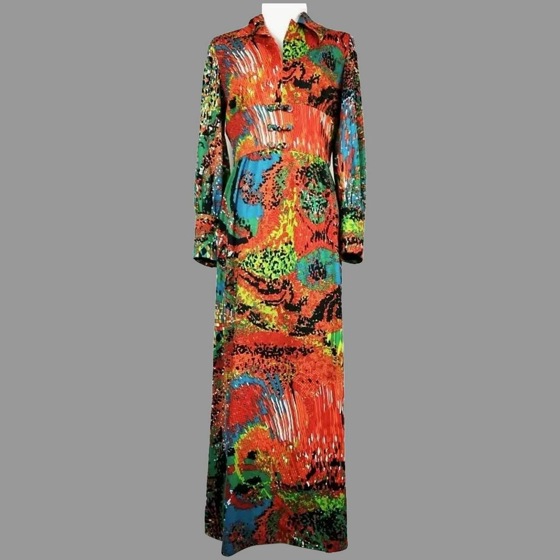 Vtg 1960's JC Penny Fashions Caftan Psychedelic Maxi (1 of 7)