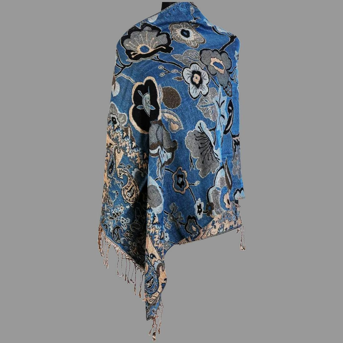 Vtg Classic Pashmina Shawl Scarf Floral Paisley Design (1 of 3)