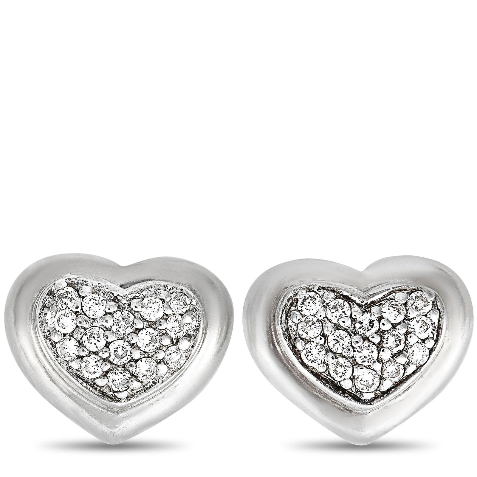 Scott Kay Sterling Silver Diamond Heart Stud Earrings (1 of 3)