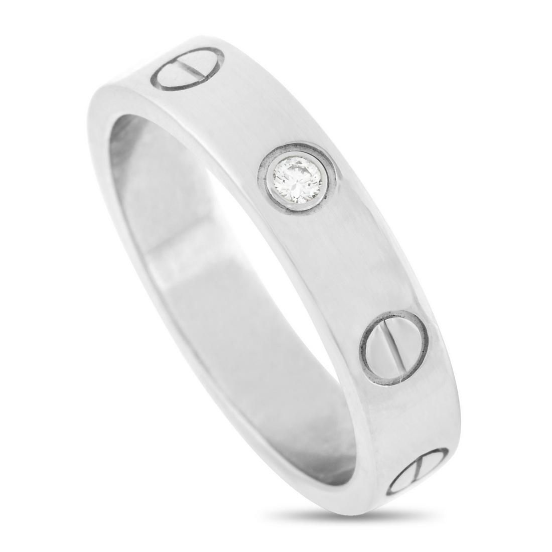 Cartier LOVE 18K White Gold Solitaire Diamond Band Ring (1 of 5)