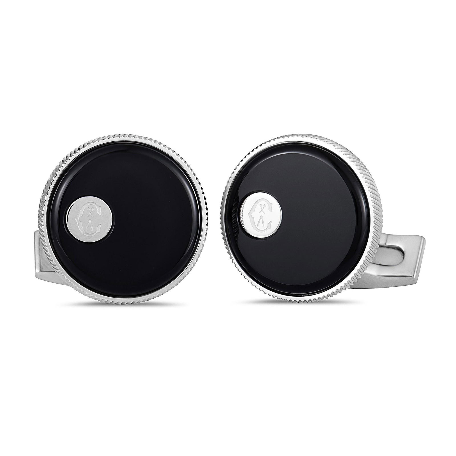 Charriol Stainless Steel Onyx Round Cufflinks: Title: Charriol Stainless Steel Onyx Round Cufflinks Brand: Charriol Metal Purity: Gemstones: Onyx Size/Dimensions: 0.75" by 0.75" Additional Information: Manufacturer's Box Reserve: $27.00 Shipping: