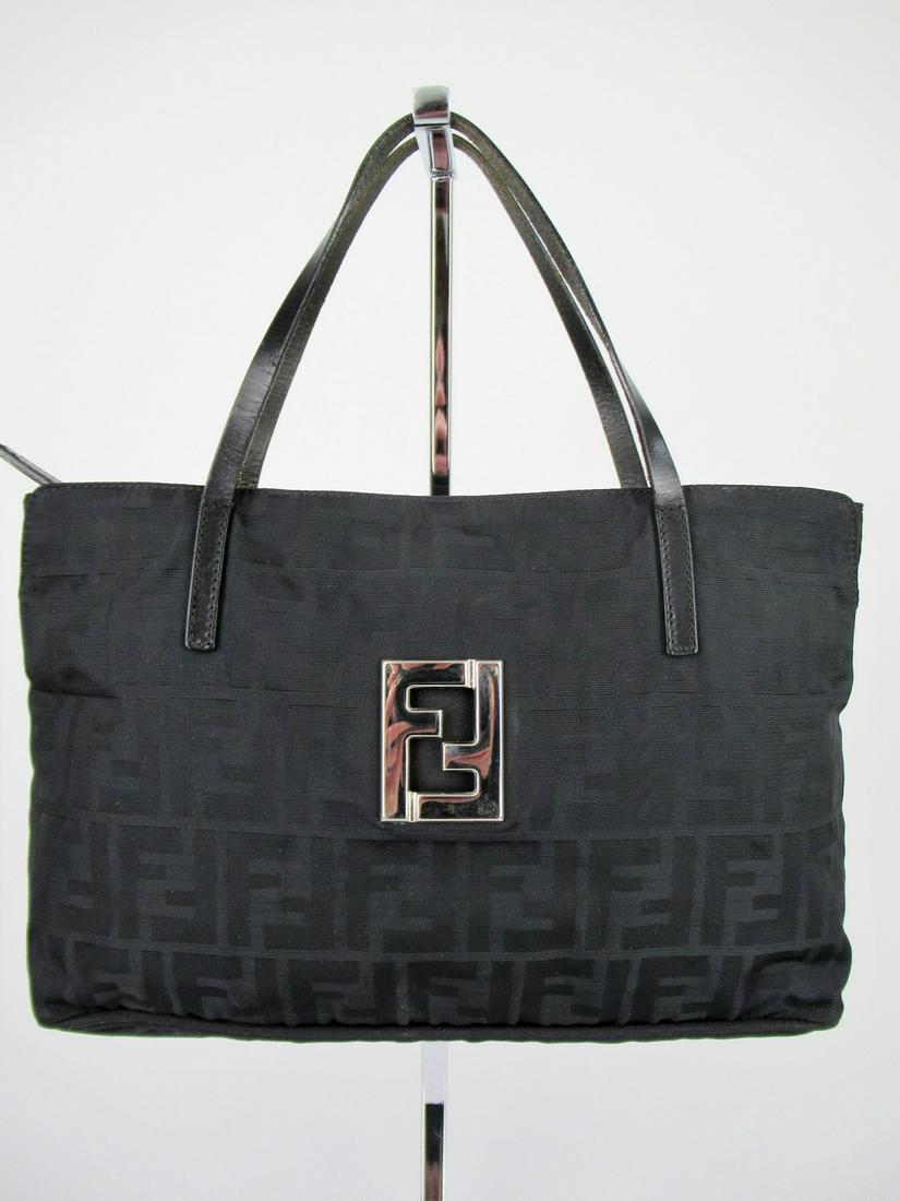 FENDI Handbag in black canvas "Zucca" model (1 of 15)