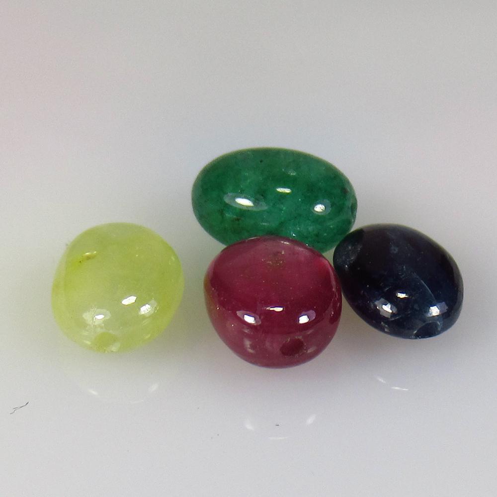 13.15 Ct Natural 4 Ruby Emerald Sapphire Beads (1 of 2)