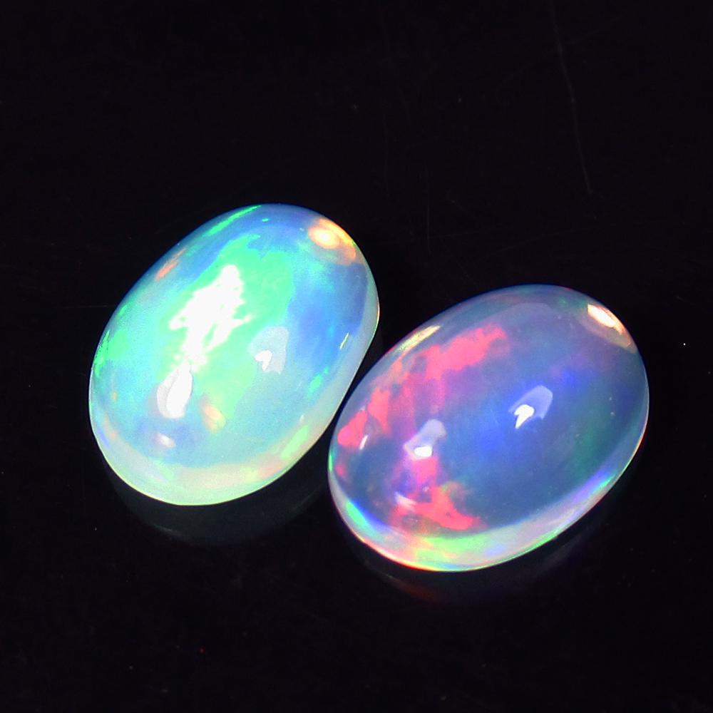 1.55 Ct Natural Ethiopian Multicolor Opal Oval Pair (1 of 3)