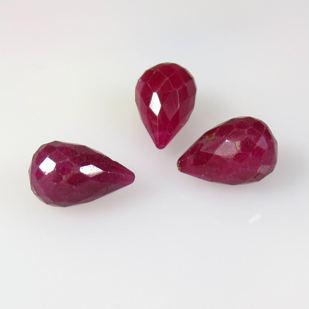 12.64 Ctw Natural 3 Red Ruby Pear Drop Beads (1 of 2)