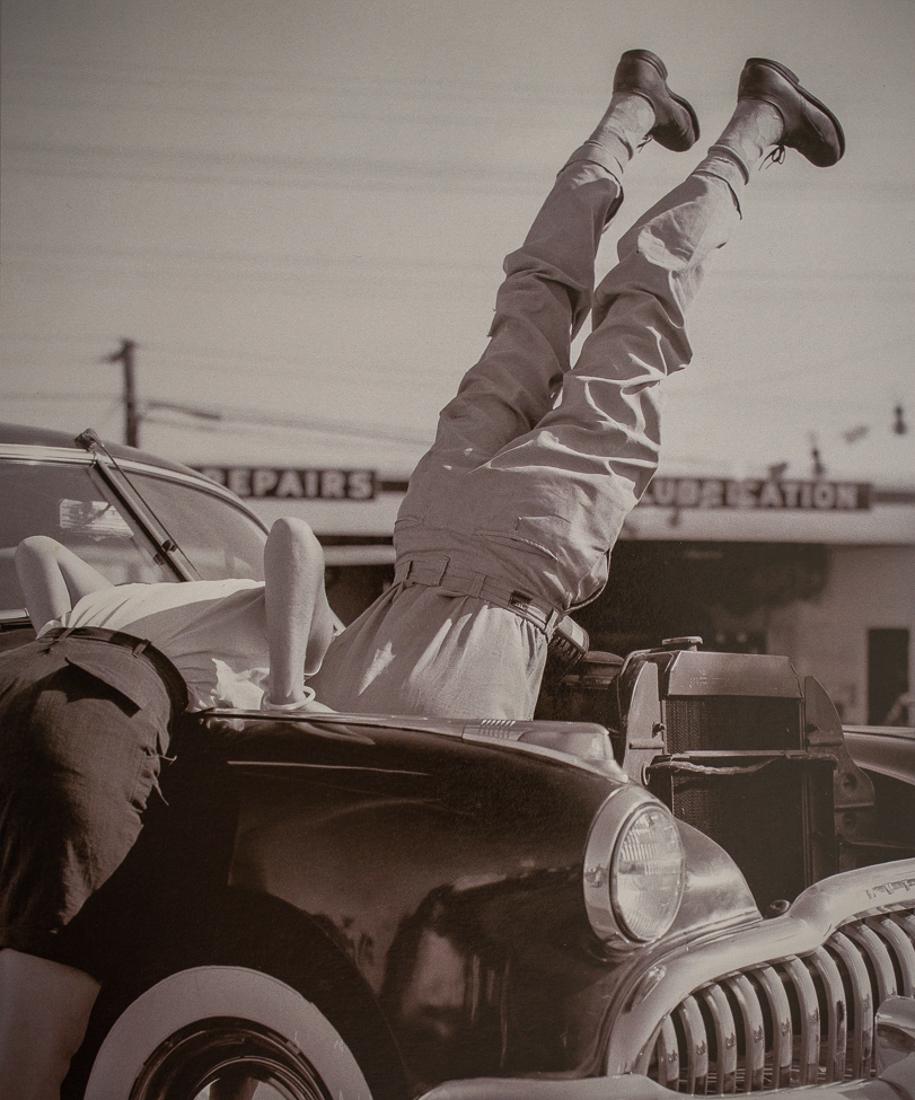 LAWRENCE SCHILLER - Head Over Heals in Work, 1956: Artist: Lawrence Schiller Title: Head Over Heals in Work, 1956 Medium: Photo Litho, 2007, China Dimensions: 6.75x8.25" Description: Heat Wax Mounted on 11x14" Conservation Board Artist Bio: Lawrence J