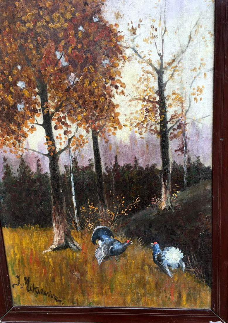 Oil painting Two black grouse: № 736 *** ABOUT THIS PAINTING *** * TITLE: "Two black grouse" * ARTISTS: Pre-war Polish artist * SIZE: 67х43 cm/'26.37х16.92 inches' * MEDIUM: oil, canvas * HAND PAINTED: Original pa