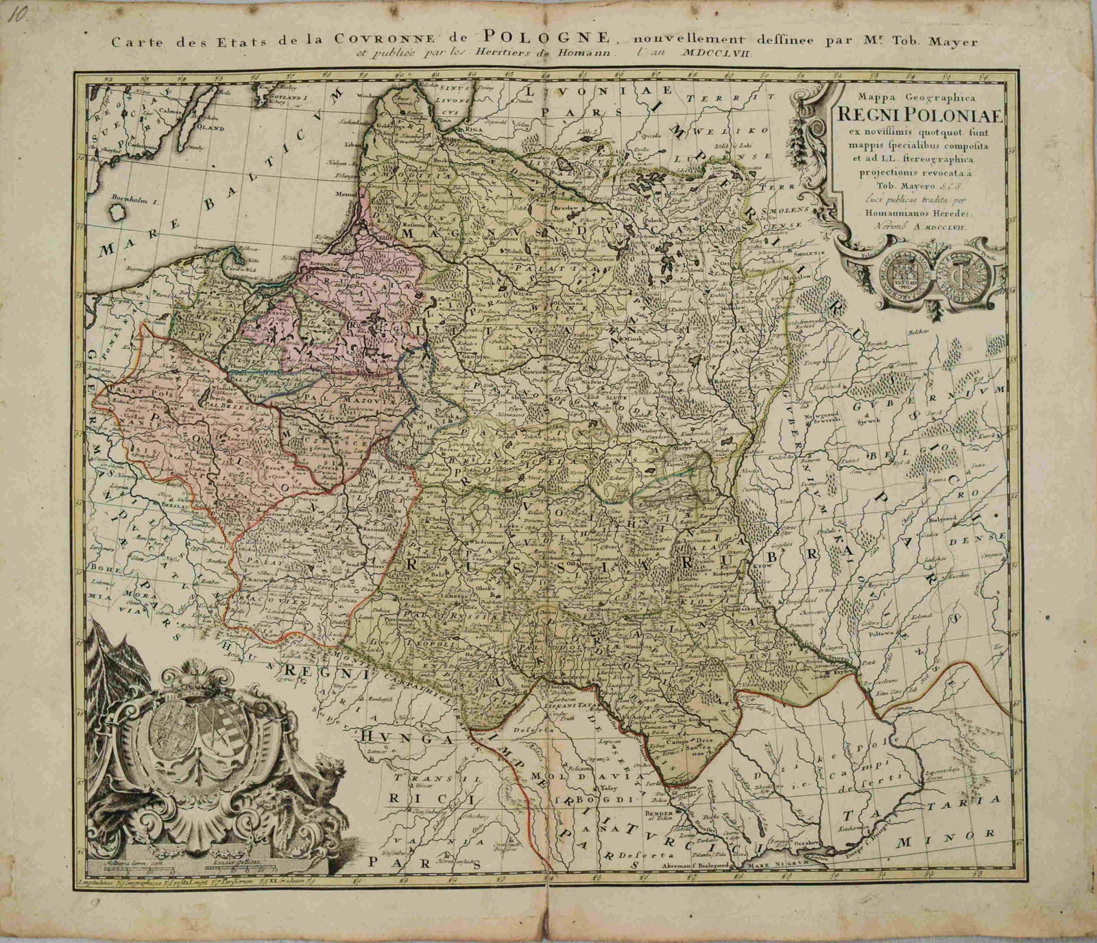1757 Homann Map of Poland and the Baltic States -- (1 of 1)