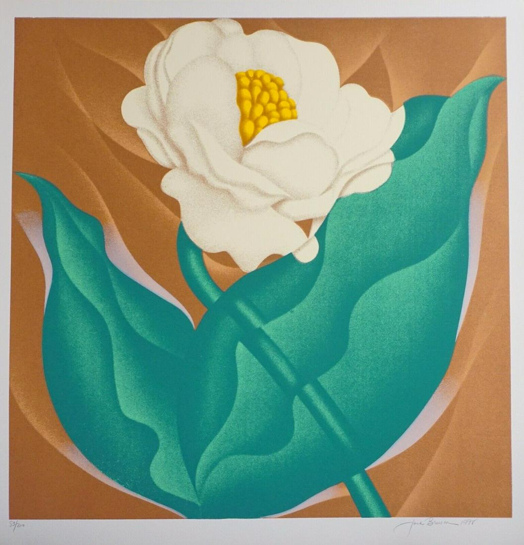 Jack Brusca - Globe Flower: Artist: Jack Brusca Title: Globe Flower Medium: Silkscreen Dimensions: 26.5 in x 25.5 in Description: Artist: Jack Brusca Title: Globe Flower Year: 1978 Dimensions: 26.5 in.