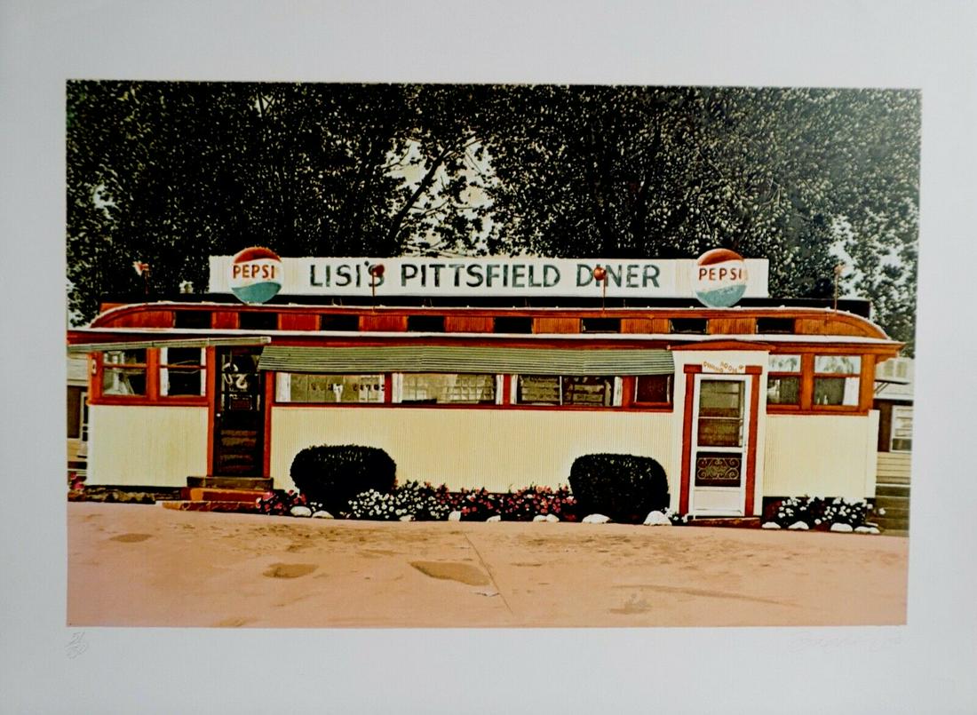 John Baeder - Lisi's Pittsfield Diner: Artist: John Baeder Title: Lisi's Pittsfield Diner Medium: Screenprint Dimensions: 22 in x 30 in Description: Artist: John Baeder Title: Lisi’s Pittsfield Diner Year: 1980 Dimens