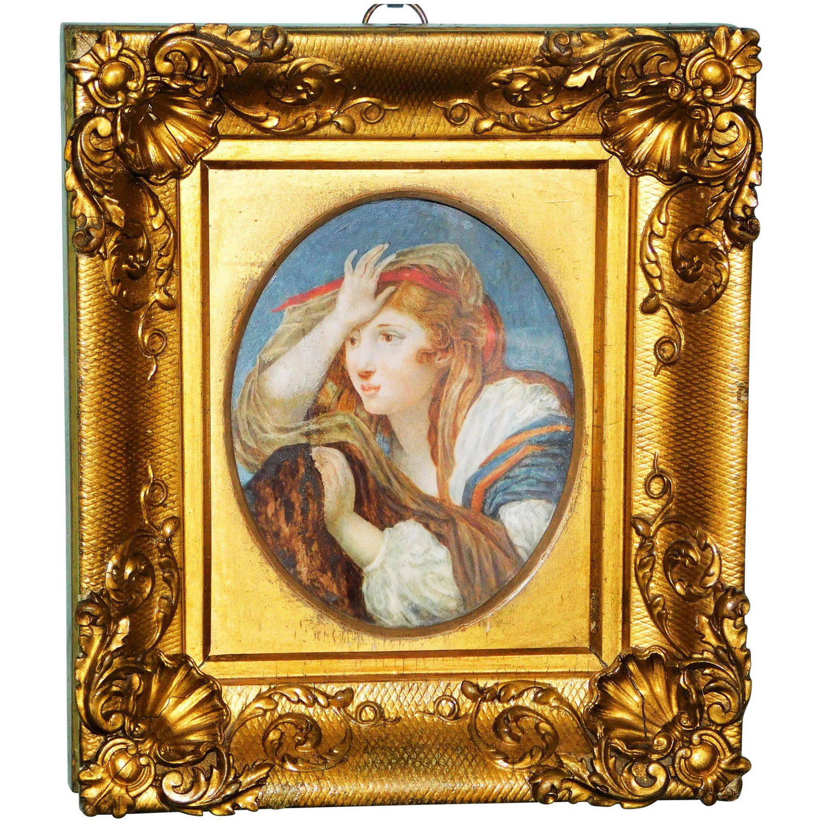 19th Century Miniature Watercolor Portrait in the (1 of 7)