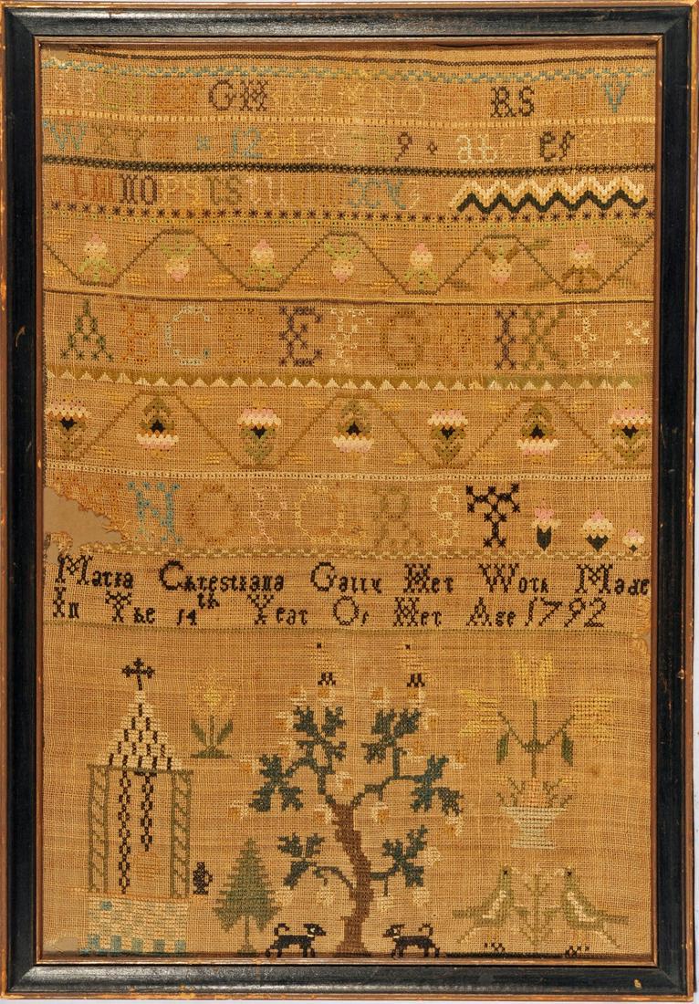 PHILADELPHIA, PA SAMPLER - MARY ZELLER'S SCHOOL – 1792 (1 of 1)