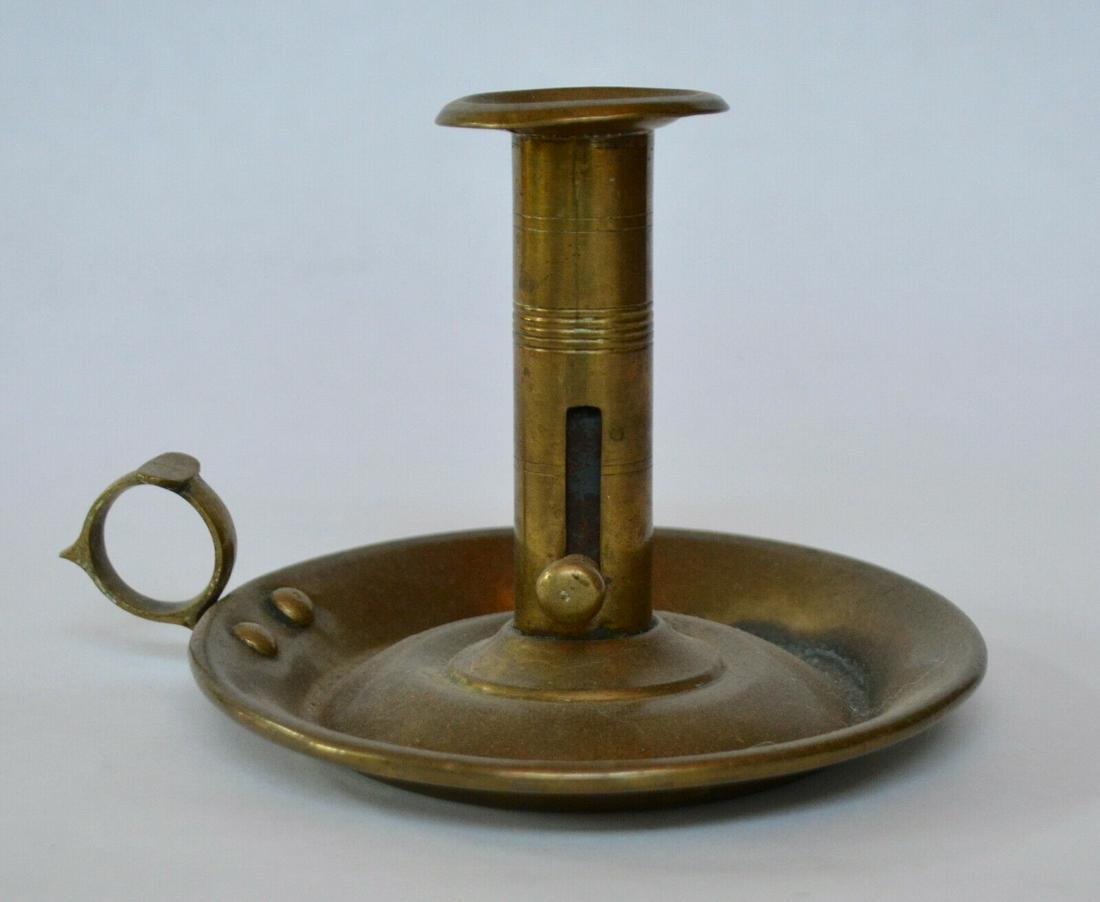 Antique Brass Saucer Base Pushup Candle Holder (1 of 8)