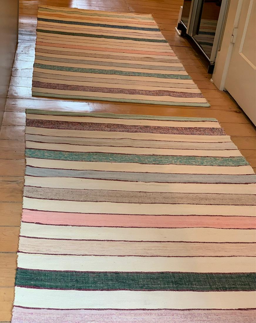 Pair c. 1940s (Unused) Rag Carpets (1 of 2)