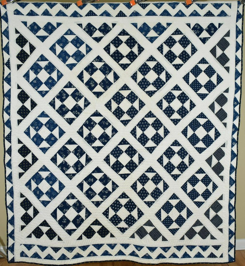 1870's Indigo Blue & White Shoofly Quilt (1 of 11)